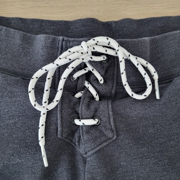 Victoria's Secret Pink Lace Up Shoestring Logo Joggers Dark Gray White Medium - Picture 4 of 9